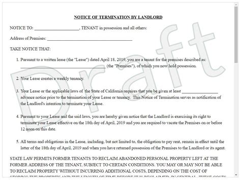 Notice Of Termination Of Tenancy Aaoa