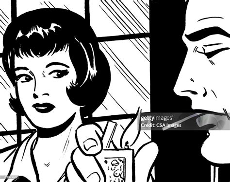 Woman Watching Man Light Cigarette High Res Vector Graphic Getty Images