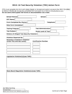 Fillable Online Ed Sc ViolationForm2014 15pdf Fax Email Print PdfFiller