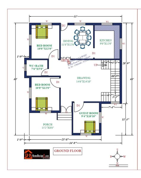 33x43 Affordable House Design Dk Home Designx