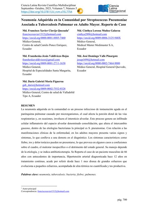 Pdf Neumon A Adquirida En La Comunidad Por Streptococcus Pneumoniae