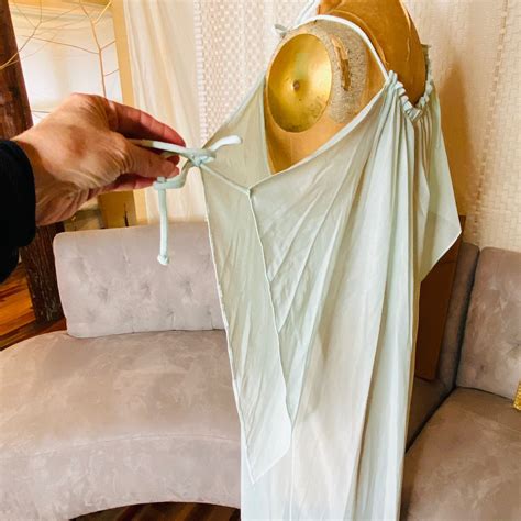 Bert Yelin For Iris Lingerie Baby Blue Peignor Set 1970s High Neck Button Down Robe Nightgown