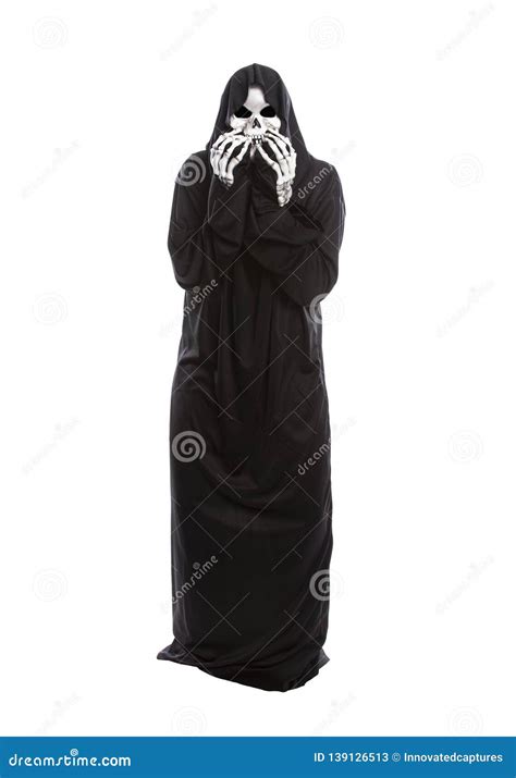 Ghost Or Grim Reaper Skeleton Looking Scared Stock Image Image Of