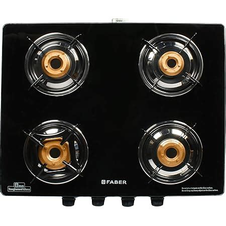 Faber Gas Stove 4 Burner Glass Cooktop Grand 4BB BK Manual Ignition