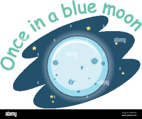 English Idiom With Picture Description For Once In A Blue Moon On White