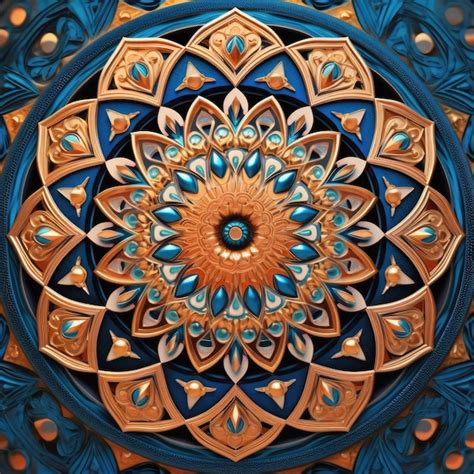 Premium AI Image | A gold and blue mandala