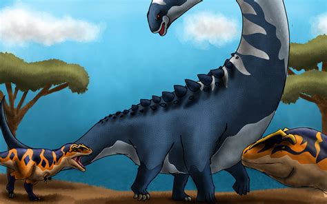 Mapusaurus hunt a Argentinosaurus by saurophaganaxi on DeviantArt