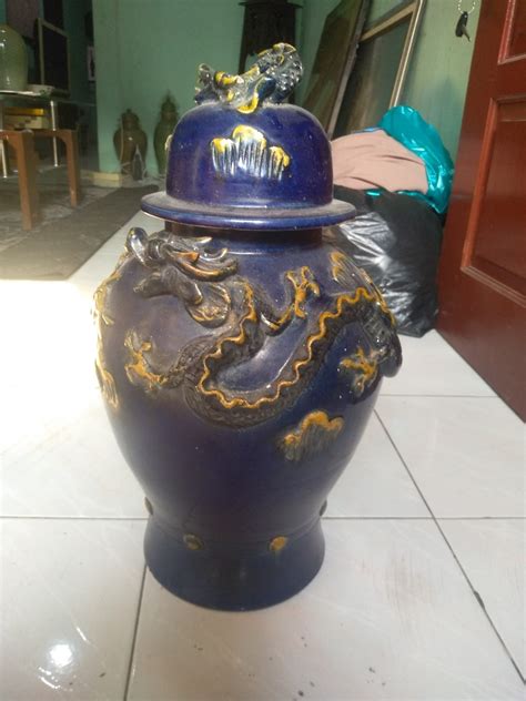 Guci Naga Biru Antik Pajangan Di Carousell