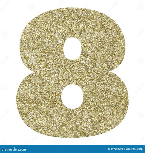 Eight Gold Glitter Number On White Background Stock Photo Image Of