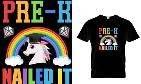 Einhorn Und Regenbogen T Shirt Design Premium Vektor