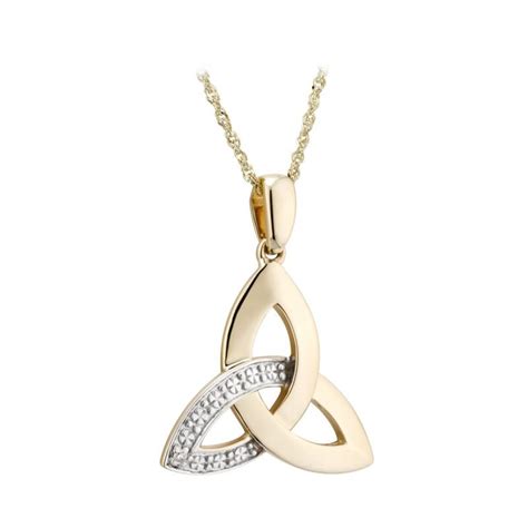 14K Gold Diamond Trinity Knot Necklace CladdaghRings