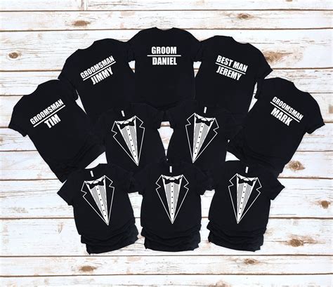 Custom Wedding Tuxedo T Shirts Groomsmen Shirts Best Man Shirt Groom Shirt Bachelor Party Shirts