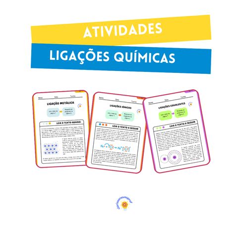 Atividades Ligações químicas - Loja atividades pedagógicas - Clarissa Neves