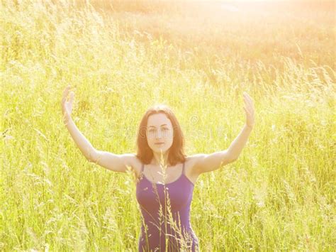 Beautiful Brunette Enjoys Life Stock Photo Image Of Girl Freshness 55522324