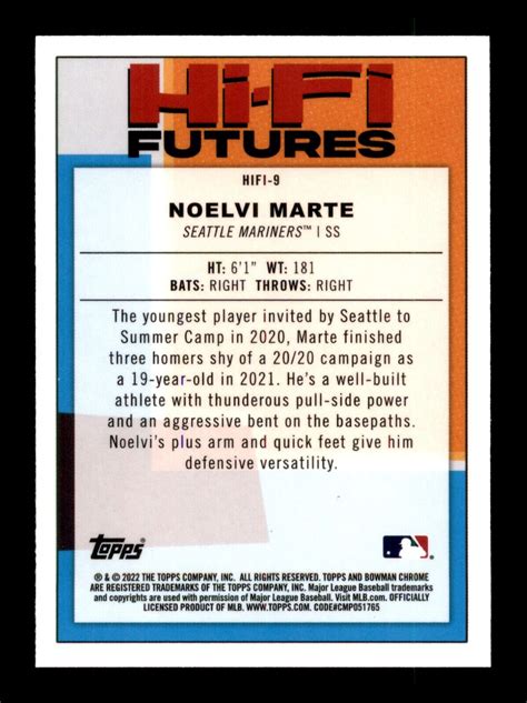 Bowman Chrome Hifi Noelvi Marte Seattle Mariners Baseball Card