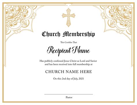 Editable Church Membership Certificate Template. Printable Certificate ...