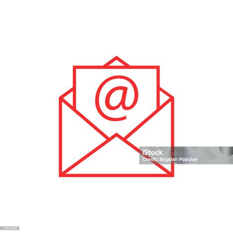 Ikon Vektor Tanda Surat Atau Amplop Buat Kerangka Amplop Terbuka Merah