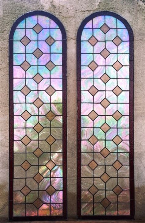 D 22 Stained Glass Door Window Iridescent Champagne Diamonds Terraza Stained Glass