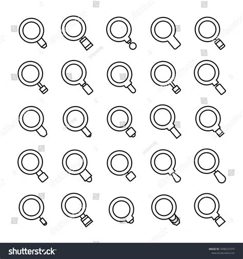 Magnifier Glass Icons Line Theme Stock Vector Royalty Free 1098227375 Shutterstock