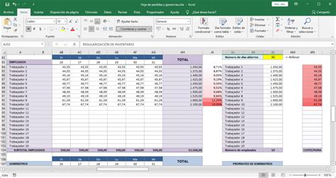 Hoja De Contabilidad Para Restaurantes Plantilla Excel