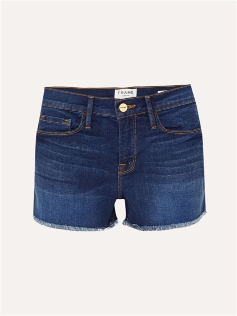 FRAME Le Cutoff Frayed Denim Shorts NET A PORTER