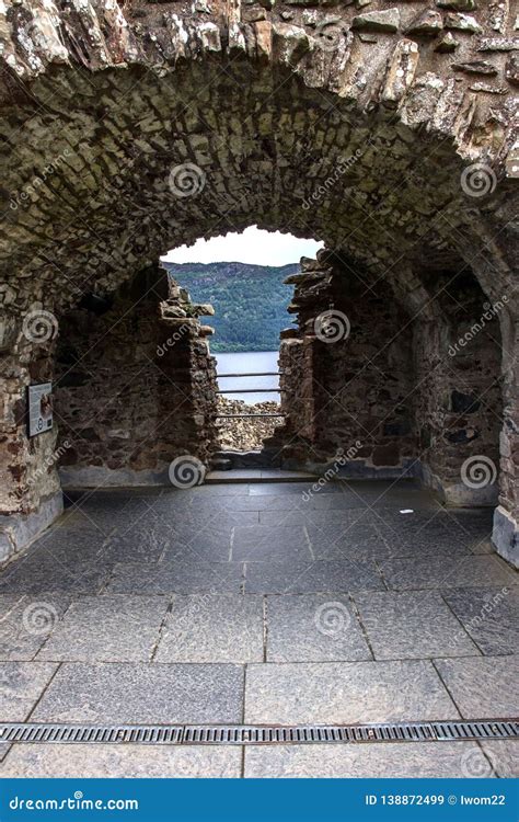 Inside Urquhart Castle Loch Ness Inverness Scotland Stock Image