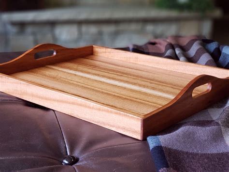 Large Wood Serving Tray With Handles Ottoman Tray Etsy Bandeija De