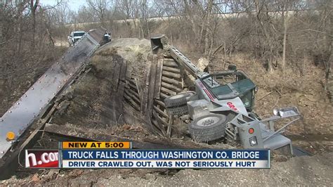 Truck Falls Through Closed Washington Co Bridge Youtube