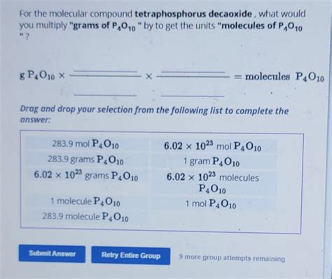 Solved For The Molecular Compound Tetraphosphorus Decaoxide