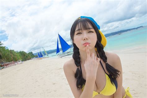 Han Ga Eun In Yellow Bikini Korean Top Cute
