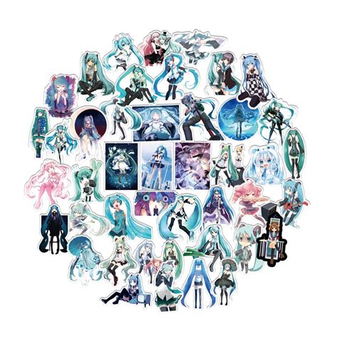 Pcs Hatsune Miku Waterproof Sticker Decoration Luggage Notebook