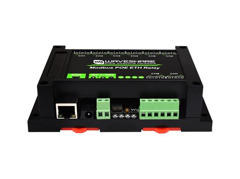 8路以太网继电器模块 Modbus RTU Modbus TCP协议 PoE以太网通信 带多种隔离保护电路 工业级导轨式外壳