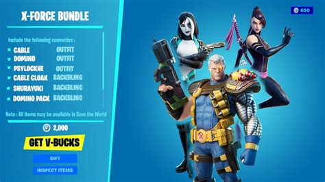 New Fortnite X Force Bundle Cable Psylocke Domino And More