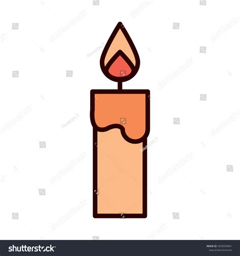 Burning Candle Light Vector Illustration Line Stock Vector Royalty