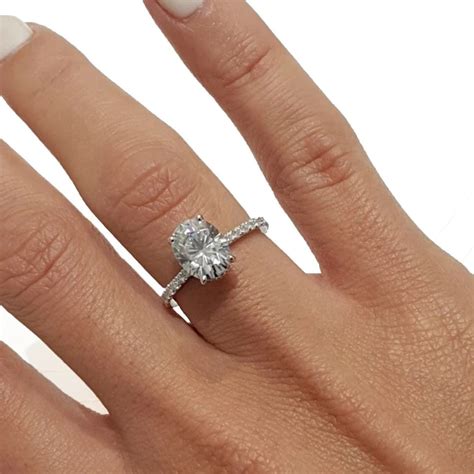 2 CT Oval Cut Diamond Hidden Halo Engagement Ring Oval Cut Lab Etsy