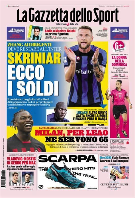 Capa La Gazzeta Dello Sport 29 Setembro 2022 Capasjornaispt