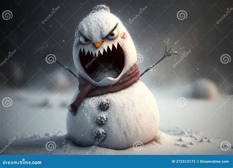 Angry and Scary Snowman, Illustration Generated by AI Stock ...