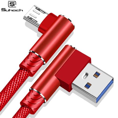 Suhach Micro USB Kabel 3m Schnelle Ladegerät USB Kabel 90 grad Nylon