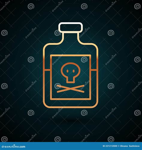 Gold Line Poison In Bottle Icon Isolated On Dark Blue Background Bottle Of Poison Or Poisonous