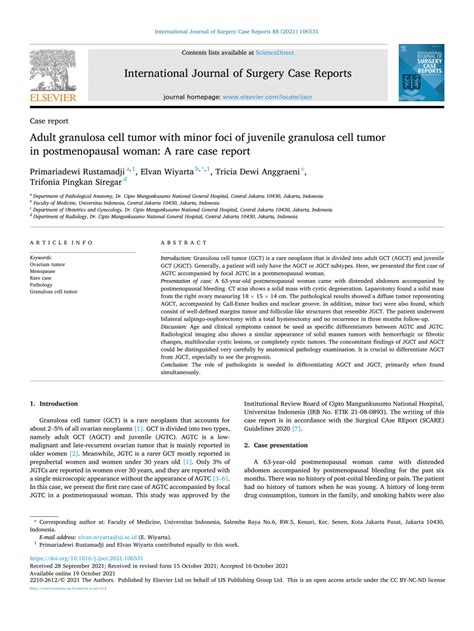 (PDF) Adult granulosa cell tumor with minor foci of juvenile granulosa cell tumor in ...