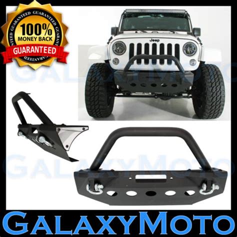 Rock Crawler Stubby Bull Bar Front Bumper Winch Plate Fit 07 17 Jeep Jk Wrangler Ebay