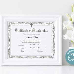 Church Membership Certificate Template, 11x8.5 Printable Certificate of ...