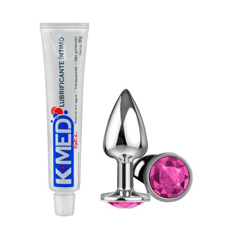 Plug Anal em Aço Joia Tamanho M Gel Lubrificante Intimo K med 50g SEX SHOP Shopee Brasil