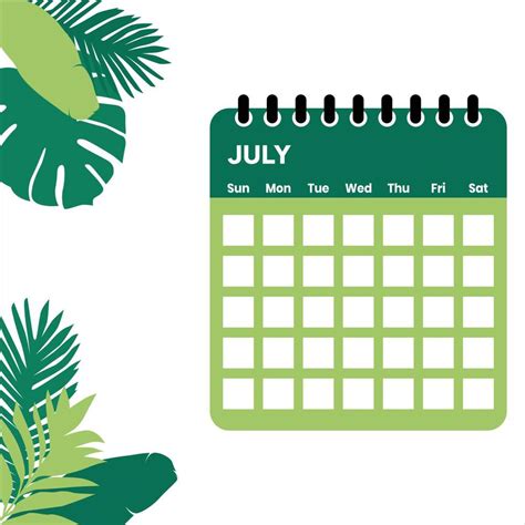 July Month Calendar 17226642 Vector Art At Vecteezy