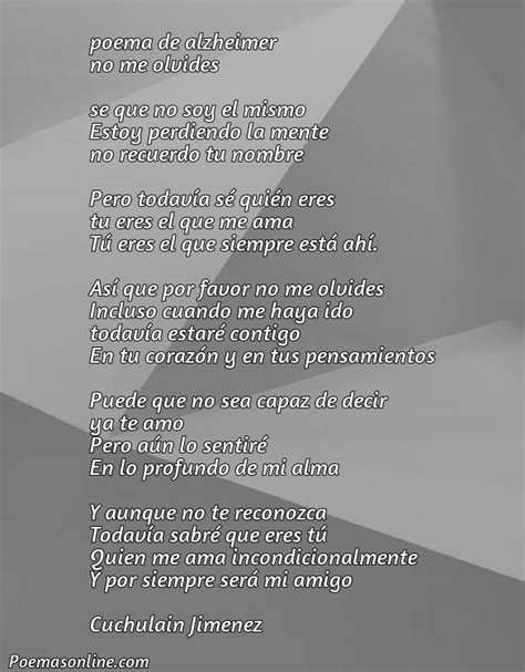 Cinco Poemas Alzheimer No Te Olvides De Mi Poemas Online