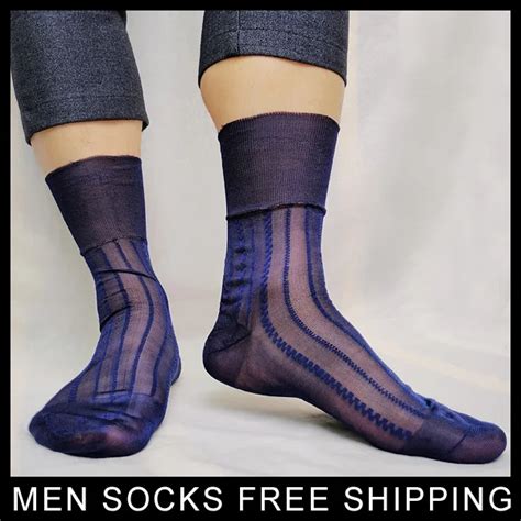 Classic Style Mens Striped Silk Socks Nylon Sexy Fetish Collection