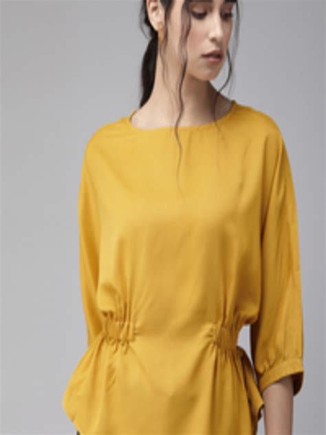 Buy Roadster Mustard Yellow Batwing Sleeves Styled Back Sustainable