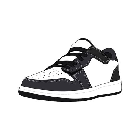 Black Low Panda Sneaker Zapato Vector Aislado Sobre Fondo Blanco