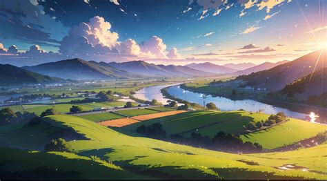 Painting Of A Field Anime Countryside Landscape Atey Ghailan 8 K