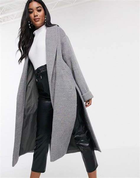 Missguided Coat With Shawl Collar In Grey Online